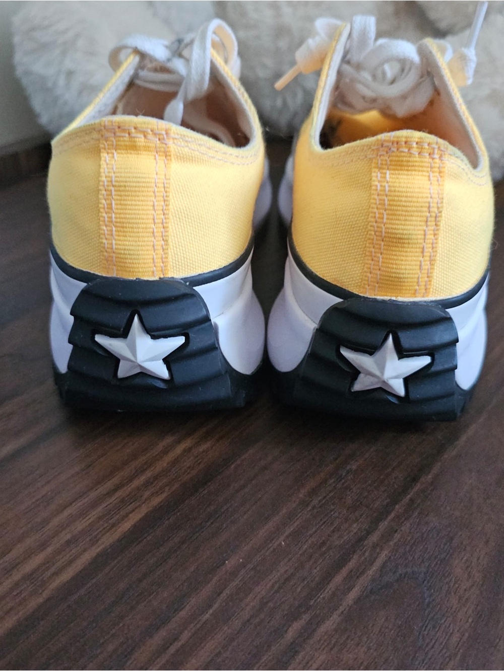 Women’s Yellow Low-Top Canvas Platform Sneakers - Picture 2 of 4